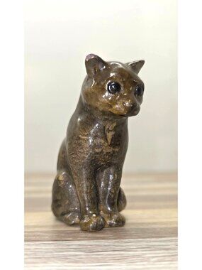 Vintage Miniature Cat Glazed Ceramic Pottery Figurine Knick Knack Smalls Decor